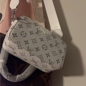 Stylish Gray Monogram Crossbody Bag